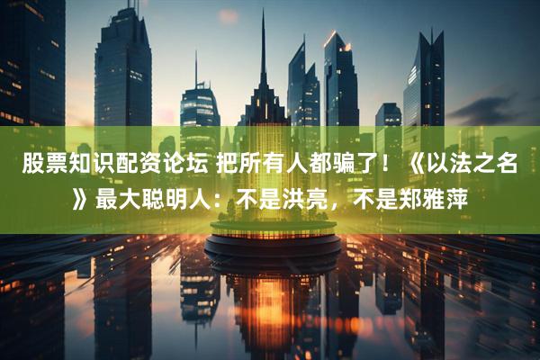 股票知识配资论坛 把所有人都骗了！《以法之名》最大聪明人：不是洪亮，不是郑雅萍